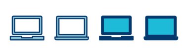 Dizüstü bilgisayar simgesi vektörü beyaz arkaplanda izole edildi. Laptop vektör simgesi