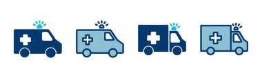 Ambulans Simgesi vektörü beyaz arkaplanda izole edildi. Ambulans Simgesi Tasarımı. ambulans kamyon simgesi vektörü