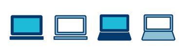 Dizüstü bilgisayar simgesi vektörü beyaz arkaplanda izole edildi. Laptop vektör simgesi