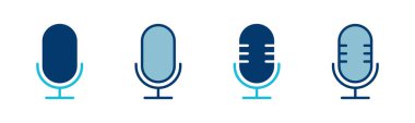 Beyaz arkaplanda izole edilmiş mikrofon simgesi vektörü. Mikrofon işareti. Karaoke mikrofon ikonu. Yayın mikrofonu işareti