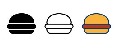 Hamburger ikonu vektörü beyaz arkaplanda izole edildi. Hamburger ve hamburger ikonu. Fast food vektör simgesi