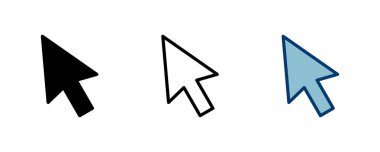 Beyaz arkaplanda simge vektörüne tıklayın. İmleç simgesi. Bilgisayar faresi imleç siyah ok simgelerine tıklayın. işaretleyici ok