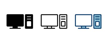 Beyaz arkaplanda bilgisayar simgesi vektörü izole edildi. PC Simge vektörü. Bilgisayar monitörü simgesi. Düz PC sembolü