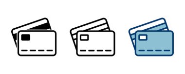 Kredi kartı simgesi vektörü beyaz arkaplanda izole edildi. Kredi kartı ödeme simgesi vektörü