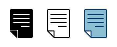 Beyaz arkaplanda izole edilmiş belge simgesi vektörü. Kağıt ikonu. Dosya Simgesi