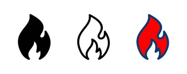 Beyaz arkaplanda izole edilmiş ikon vektörünü ateşle. Alev simgesi şablonunu ateşle. Ateş alevleri sembol vektörü