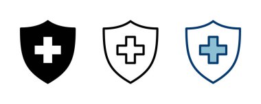 Sağlık sigortası ikonu vektörü beyaz arka planda izole edildi. Sigorta sağlık belgesi simgesi