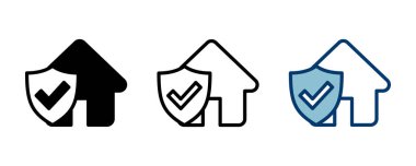 Beyaz arka planda ev sigortası ikonu vektörü izole edildi. ev koruma simgesi.