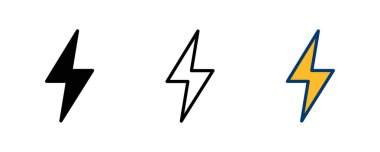 Şimşek simgesi vektörü beyaz arkaplanda izole edildi. Kilit simgesi vektörü. Enerji ve gök gürültüsü elektrik simgesi