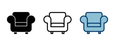 Beyaz arkaplanda izole edilmiş kanepe simgesi vektörü. Kanepe resmi. mobilya