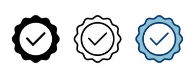 Beyaz arkaplanda izole edilmiş simge vektörü. Onaylı Madalya Simgesi vektörü. işaretle