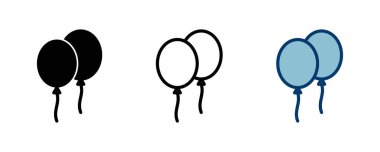 Beyaz arkaplanda izole edilmiş balon simgesi vektörü. Parti balonu süsleme doğum günü vektörü. Balon vektör simgesi