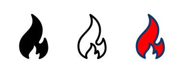 Beyaz arkaplanda izole edilmiş ikon vektörünü ateşle. Alev simgesi şablonunu ateşle. Ateş alevleri sembol vektörü