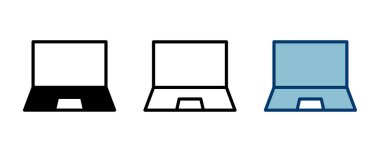 Dizüstü bilgisayar simgesi vektörü beyaz arkaplanda izole edildi. Laptop vektör simgesi