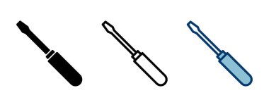 Beyaz arkaplanda izole edilmiş tornavida simgesi vektörü. Tornavida vektör simgesi