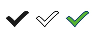 Beyaz arkaplanda izole edilmiş simge vektörünü kontrol et. İşaret simgesini işaretle. Kontrol listesi simgesi. Tik tak