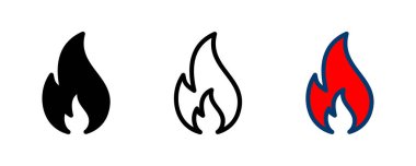 Beyaz arkaplanda izole edilmiş ikon vektörünü ateşle. Alev simgesi şablonunu ateşle. Ateş alevleri sembol vektörü