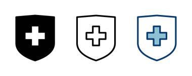 Sağlık sigortası ikonu vektörü beyaz arka planda izole edildi. Sigorta sağlık belgesi simgesi