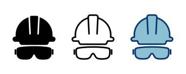 Beyaz arkaplanda izole edilmiş kask simgesi vektörü. Motosiklet kaskları. Yarış kaskı. İnşaat miğferi ikonu. Güvenlik kaskı