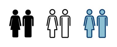 Beyaz arka planda erkek ve kadın ikon vektörü izole edildi. erkek ve kadın sembolü