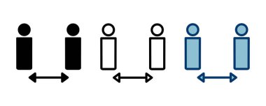 Sosyal uzaklık simgesi vektörü beyaz arkaplanda izole edildi. Mesafeyi koru. Coronavirus. Sosyal Mesafe ve Kişisel Karantina.