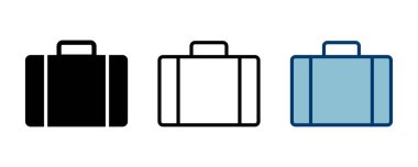 Beyaz arkaplanda izole edilmiş evrak çantası simgesi vektörü. Evrak çantası vektör simgesi