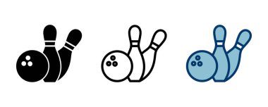 Bowling oyunu Pin Icon vektörü beyaz arkaplanda izole edildi. Bowling ikonu, top ve iğne
