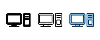 Beyaz arkaplanda bilgisayar simgesi vektörü izole edildi. PC Simge vektörü. Bilgisayar monitörü simgesi. Düz PC sembolü