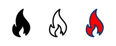 Beyaz arkaplanda izole edilmiş ikon vektörünü ateşle. Alev simgesi şablonunu ateşle. Ateş alevleri sembol vektörü
