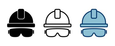 Beyaz arkaplanda izole edilmiş kask simgesi vektörü. Motosiklet kaskları. Yarış kaskı. İnşaat miğferi ikonu. Güvenlik kaskı