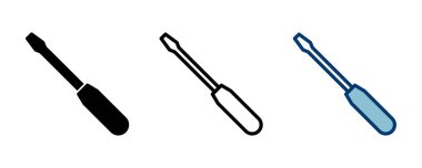 Beyaz arkaplanda izole edilmiş tornavida simgesi vektörü. Tornavida vektör simgesi