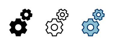 Simge vektörü beyaz arkaplanda izole ediliyor. vektör simgesi ayarlanıyor. Çarklar Simgesi Simgesi. Dişliler