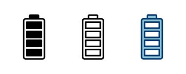 Batarya ikonu vektörü beyaz arkaplanda izole edildi. Batarya vektör simgesi. Şarj seviyesi. pil yükleme simgesi
