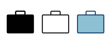 Beyaz arkaplanda izole edilmiş evrak çantası simgesi vektörü. Evrak çantası vektör simgesi