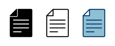 Beyaz arkaplanda izole edilmiş belge simgesi vektörü. Kağıt ikonu. Dosya Simgesi