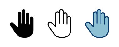 Beyaz arkaplanda el simgesi vektörü izole edildi. El hareketi. Eller dursun