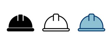 Beyaz arkaplanda izole edilmiş kask simgesi vektörü. Motosiklet kaskları. Yarış kaskı. İnşaat miğferi ikonu. Güvenlik kaskı