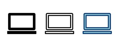 Dizüstü bilgisayar simgesi vektörü beyaz arkaplanda izole edildi. Laptop vektör simgesi