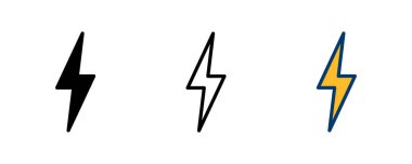 Şimşek simgesi vektörü beyaz arkaplanda izole edildi. Kilit simgesi vektörü. Enerji ve gök gürültüsü elektrik simgesi