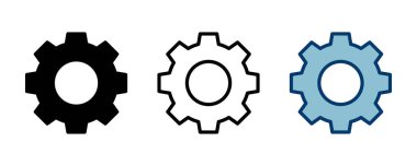 Simge vektörü beyaz arkaplanda izole ediliyor. vektör simgesi ayarlanıyor. Çarklar Simgesi Simgesi. Dişliler