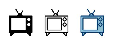 Beyaz arkaplanda izole edilmiş televizyon simgesi vektörü. Televizyon simgesi