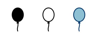 Beyaz arkaplanda izole edilmiş balon simgesi vektörü. Parti balonu süsleme doğum günü vektörü. Balon vektör simgesi