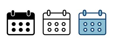 Takvim simgesi vektörü beyaz arkaplanda izole edildi. Takvim sembolü. Takvim vektör simgesi. Son teslim tarihi. Randevu. Süre