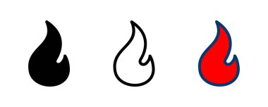 Beyaz arkaplanda izole edilmiş ikon vektörünü ateşle. Alev simgesi şablonunu ateşle. Ateş alevleri sembol vektörü