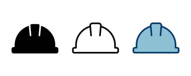 Beyaz arkaplanda izole edilmiş kask simgesi vektörü. Motosiklet kaskları. Yarış kaskı. İnşaat miğferi ikonu. Güvenlik kaskı