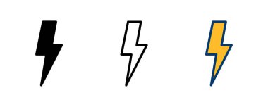 Şimşek simgesi vektörü beyaz arkaplanda izole edildi. Kilit simgesi vektörü. Enerji ve gök gürültüsü elektrik simgesi