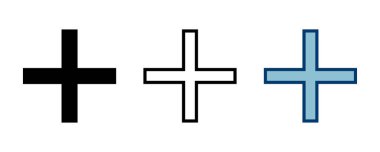 Artı beyaz arkaplanda izole edilmiş simge vektörü. Artı simge ekle. Toplama işareti. Tıbbi Artı simgesi