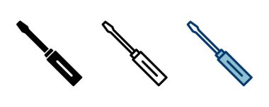 Beyaz arkaplanda izole edilmiş tornavida simgesi vektörü. Tornavida vektör simgesi