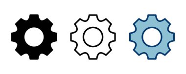 Simge vektörü beyaz arkaplanda izole ediliyor. vektör simgesi ayarlanıyor. Çarklar Simgesi Simgesi. Dişliler