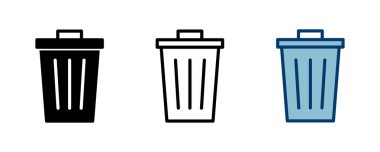 Çöp simgesi vektörü beyaz arkaplanda izole edildi. Çöp kutusu simgesi. Simge vektörünü sil